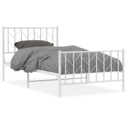 vidaXL Estructura cama metal cabecero y pie de cama blanca 100x190 cm