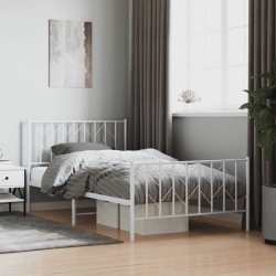 vidaXL Estructura cama metal con cabecero y pie cama blanca 107x203 cm