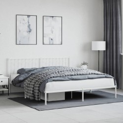 vidaXL Estructura de cama de metal con cabecero blanco 183x213 cm
