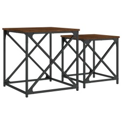 vidaXL Mesas de centro apilables 2 pzas madera ingeniería roble marrón