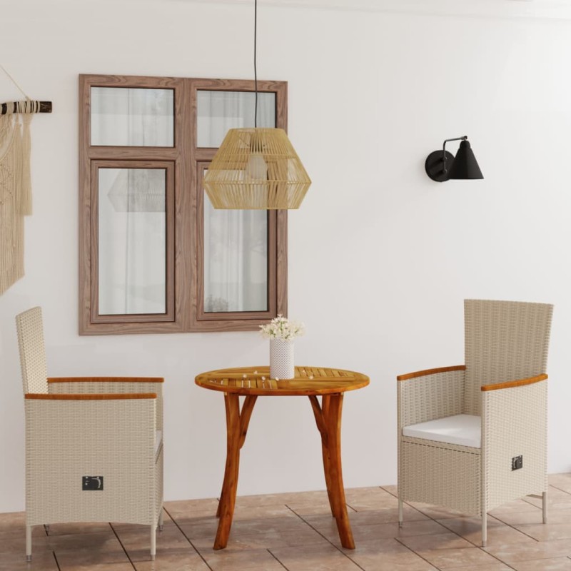 vidaXL Juego de comedor para jardín 3 piezas beige vidaXL Juego de comedor para jardín 3 piezas beige