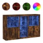vidaXL Aparador con luces LED roble ahumado 162x37x100 cm vidaXL Aparador con luces LED roble ahumado 162x37x100 cm