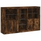 vidaXL Aparador con luces LED roble ahumado 162x37x100 cm vidaXL Aparador con luces LED roble ahumado 162x37x100 cm