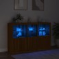 vidaXL Aparador con luces LED roble marrón 162x37x100 cm vidaXL Aparador con luces LED roble marrón 162x37x100 cm