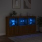 vidaXL Aparador con luces LED roble marrón 181,5x37x100 cm vidaXL Aparador con luces LED roble marrón 181,5x37x100 cm
