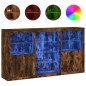 vidaXL Aparador con luces LED roble ahumado 181,5x37x100 cm vidaXL Aparador con luces LED roble ahumado 181,5x37x100 cm