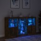 vidaXL Aparador con luces LED roble ahumado 181,5x37x100 cm vidaXL Aparador con luces LED roble ahumado 181,5x37x100 cm