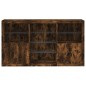 vidaXL Aparador con luces LED roble ahumado 181,5x37x100 cm vidaXL Aparador con luces LED roble ahumado 181,5x37x100 cm