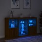 vidaXL Aparador con luces LED roble marrón 181,5x37x100 cm vidaXL Aparador con luces LED roble marrón 181,5x37x100 cm