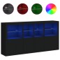 vidaXL Aparador con luces LED negro 202x37x100 cm vidaXL Aparador con luces LED negro 202x37x100 cm
