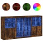 vidaXL Aparador con luces LED roble ahumado 202x37x100 cm vidaXL Aparador con luces LED roble ahumado 202x37x100 cm