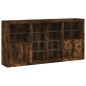 vidaXL Aparador con luces LED roble ahumado 202x37x100 cm vidaXL Aparador con luces LED roble ahumado 202x37x100 cm