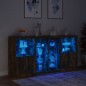 vidaXL Aparador con luces LED roble ahumado 202x37x100 cm vidaXL Aparador con luces LED roble ahumado 202x37x100 cm