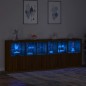 vidaXL Aparador con luces LED roble marrón 283x37x100 cm vidaXL Aparador con luces LED roble marrón 283x37x100 cm