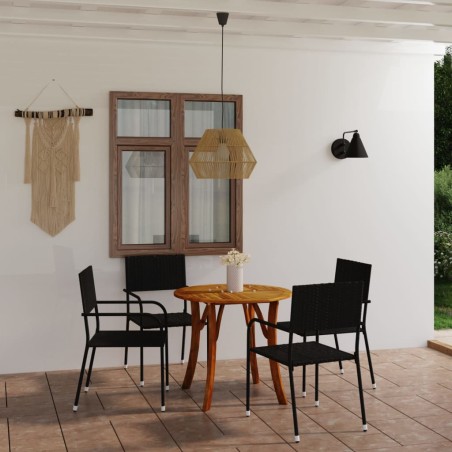 vidaXL Juego de comedor para jardín de 5 piezas negro