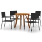 vidaXL Juego de comedor para jardín de 5 piezas negro
