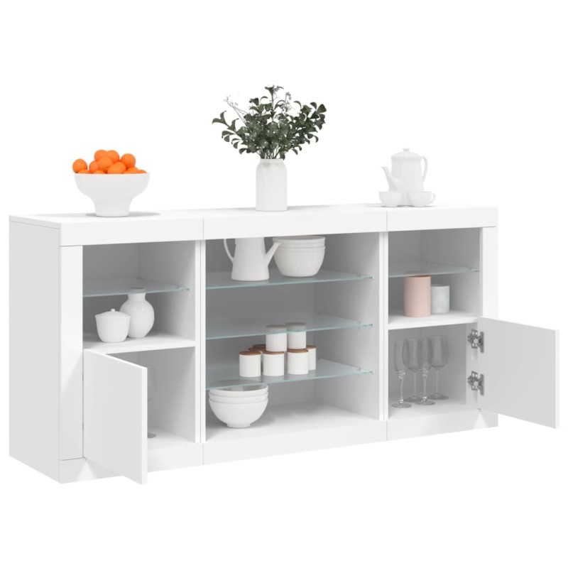 vidaXL Aparador con luces LED blanco 142,5x37x67 cm vidaXL Aparador con luces LED blanco 142,5x37x67 cm