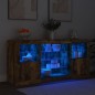 vidaXL Aparador con luces LED roble ahumado 142,5x37x67 cm vidaXL Aparador con luces LED roble ahumado 142,5x37x67 cm