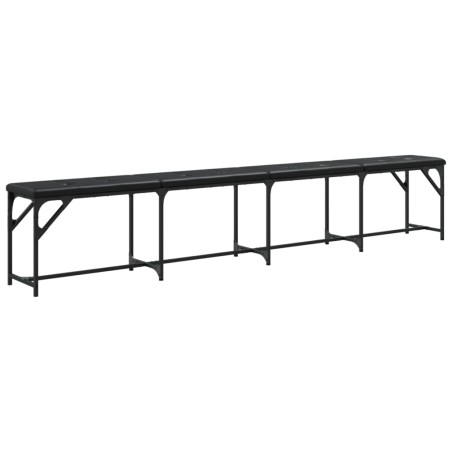 vidaXL Banco de comedor acero y cuero sintético negro 248x32x45 cm