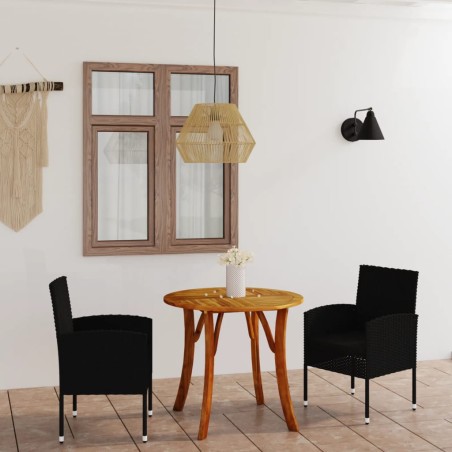 vidaXL Juego de comedor de jardín 3 piezas negro