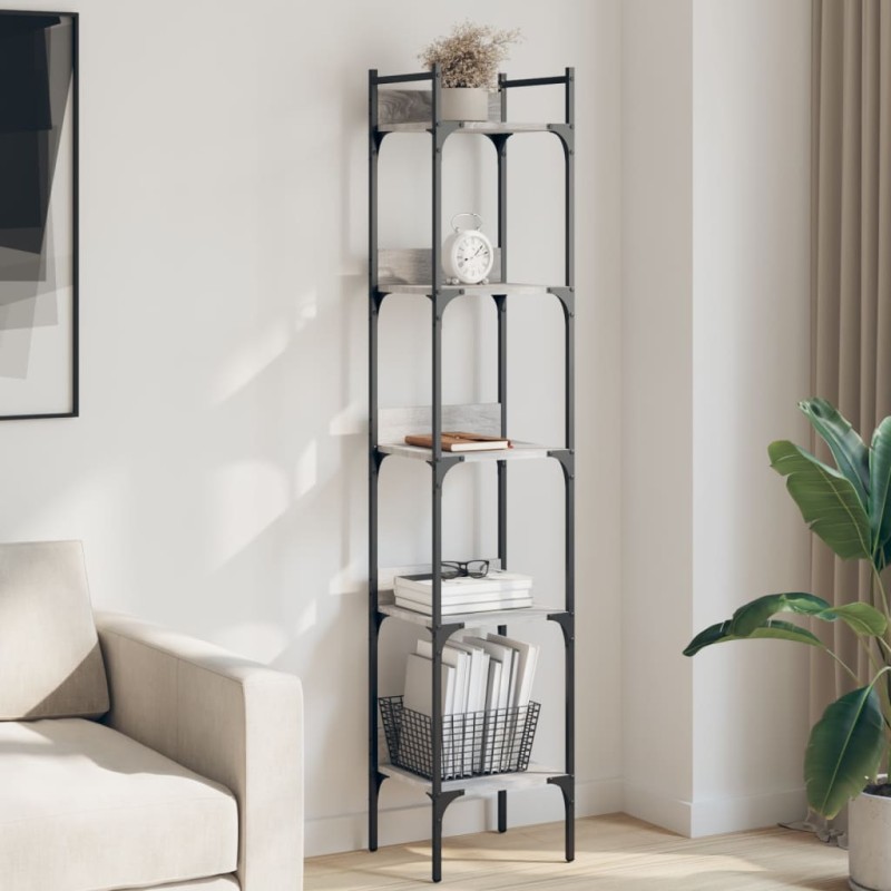 vidaXL Librería de 5 estantes madera gris Sonoma 35x30x174 cm vidaXL Librería de 5 estantes madera gris Sonoma 35x30x174 cm