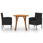 vidaXL Juego de comedor de jardín 3 piezas negro