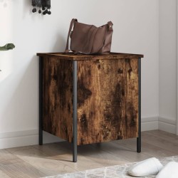 vidaXL Banco almacenaje madera ingeniería roble ahumado 40x42,5x50 cm