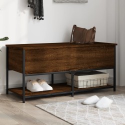 vidaXL Banco almacenaje madera ingeniería marrón roble 100x42,5x47 cm