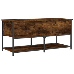 vidaXL Banco almacenaje madera ingeniería roble ahumado 100x42,5x47 cm