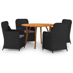 vidaXL Juego de comedor para jardín 5 piezas negro