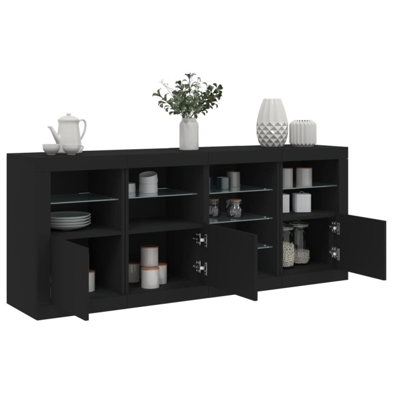 vidaXL Aparador con luces LED negro 164x37x67 cm vidaXL Aparador con luces LED negro 164x37x67 cm