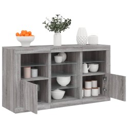 vidaXL Aparador con luces LED gris Sonoma 123x37x67 cm