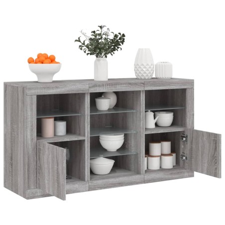 vidaXL Aparador con luces LED gris Sonoma 123x37x67 cm