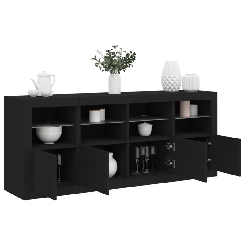 vidaXL Aparador con luces LED negro 163x37x67 cm vidaXL Aparador con luces LED negro 163x37x67 cm