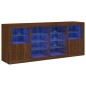 vidaXL Aparador con luces LED roble ahumado 163x37x67 cm vidaXL Aparador con luces LED roble ahumado 163x37x67 cm