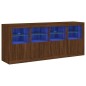 vidaXL Aparador con luces LED roble ahumado 163x37x67 cm vidaXL Aparador con luces LED roble ahumado 163x37x67 cm