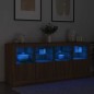 vidaXL Aparador con luces LED roble ahumado 163x37x67 cm vidaXL Aparador con luces LED roble ahumado 163x37x67 cm