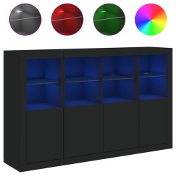 vidaXL Aparadores con luces LED 3 piezas madera de ingeniería negro