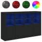 vidaXL Aparadores con luces LED 3 piezas madera de ingeniería negro vidaXL Aparadores con luces LED 3 piezas madera de ingeniería negro