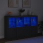 vidaXL Aparadores con luces LED 3 piezas madera de ingeniería negro vidaXL Aparadores con luces LED 3 piezas madera de ingeniería negro