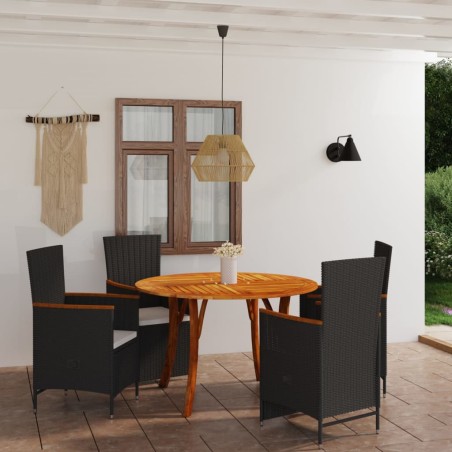 vidaXL Juego de comedor para jardín 5 piezas negro