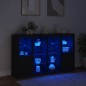 vidaXL Aparadores con luces LED 3 piezas madera de ingeniería negro vidaXL Aparadores con luces LED 3 piezas madera de ingeniería negro