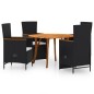 vidaXL Juego de comedor para jardín 5 piezas negro vidaXL Juego de comedor para jardín 5 piezas negro