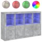 vidaXL Aparador con luz LED 3 pzas madera de ingeniería gris hormigón vidaXL Aparador con luz LED 3 pzas madera de ingeniería gris hormigón