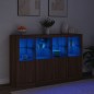 vidaXL Aparador con luz LED 3 pzas madera de ingeniería marrón roble vidaXL Aparador con luz LED 3 pzas madera de ingeniería marrón roble