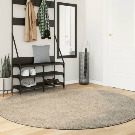 vidaXL Alfombra pelo largo aspecto brillante ISTAN beige Ø 200 cm