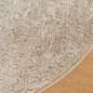 vidaXL Alfombra pelo largo aspecto brillante ISTAN beige Ø 200 cm