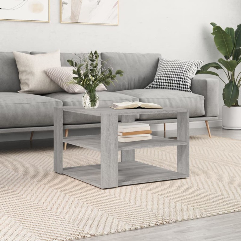 vidaXL Mesa de centro madera de ingeniería gris Sonoma 59,5x59,5x40 cm