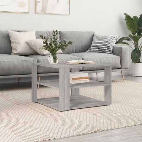vidaXL Mesa de centro madera de ingeniería gris Sonoma 59,5x59,5x40 cm