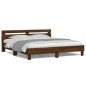 vidaXL Estructura de cama cabecero y luces LED marrón roble 160x200 cm vidaXL Estructura de cama cabecero y luces LED marrón roble 160x200 cm